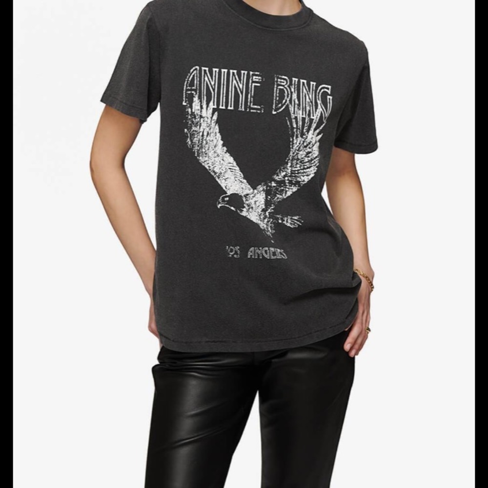Anine Bing t shirt LiLi washed Black top eagle